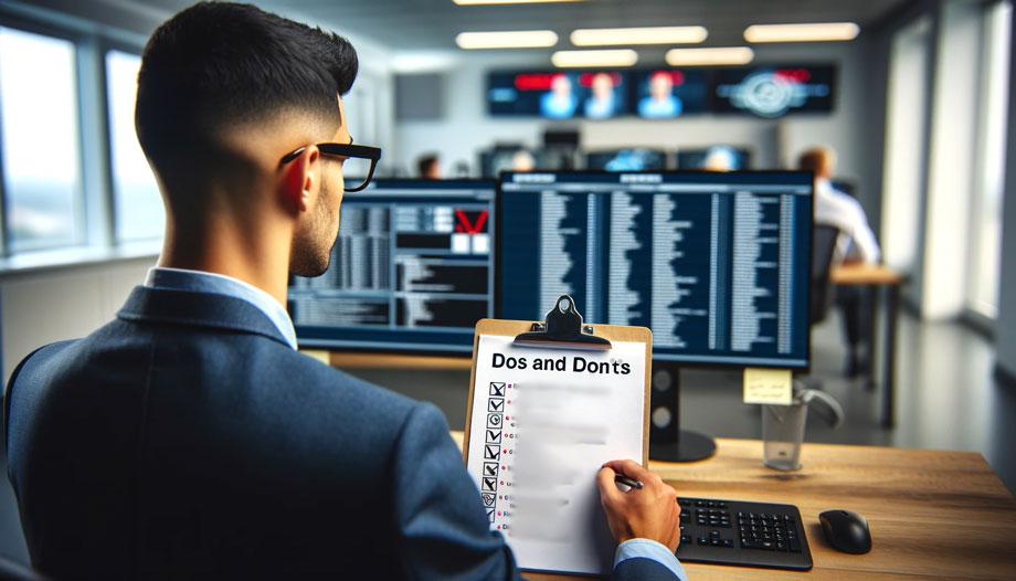 DBA holding a checklist of do's and don'ts